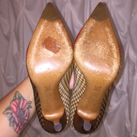Louis Vuitton Pointy Toe Heel- Brown / Tan / Red - Picture 6 of 8